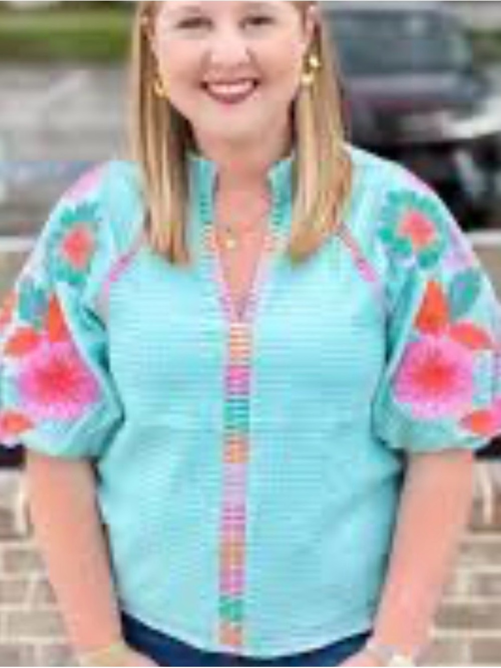THML Aqua Embroidered Floral Tunic Top - Picture 3 of 8